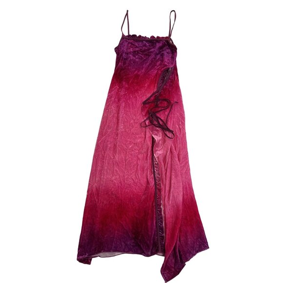 Acne Studios Season 9 Flocked Velvet Midi Wrap Dress in Pink - Picture 1 of 5